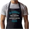 Kitchen Apron - A Tremendous Mover Man - Black - Thick Cotton - Breton Print