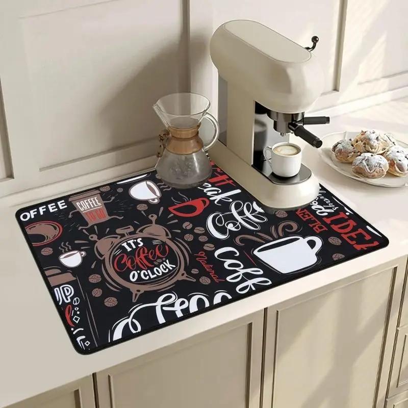 Coffee Cup Drying Mat Non-slip Absorbent Diatoms Tableware Kitchen Counter Drain Coffee Bar Drain Mats Desktop Home Decoration