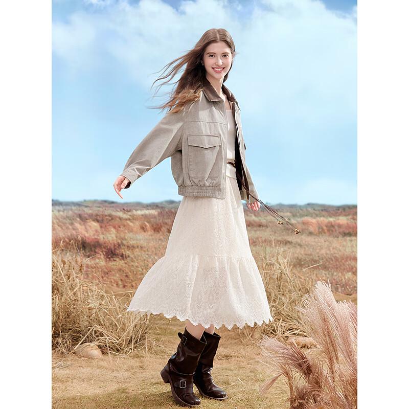 Betu Women's 2025 Autumn Sweet & Cool Color-Block Short Jacket