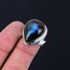 925 Sterling Silver Third Eye Chakra Labradorite Gemstone Statement Ring US 8