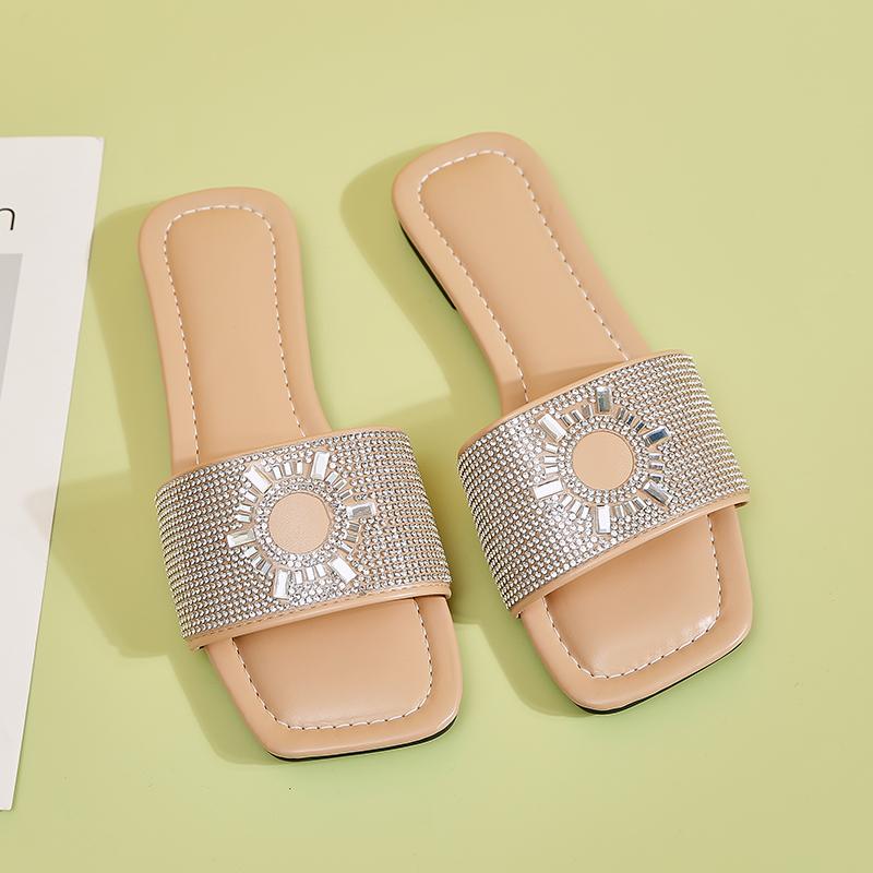 Fashion 2025 New Ladies Shoes Best Seller Women's Slippers Fashion Crystal Daily Slippers Women Summer Open Toe Plus Size Flat Slippers