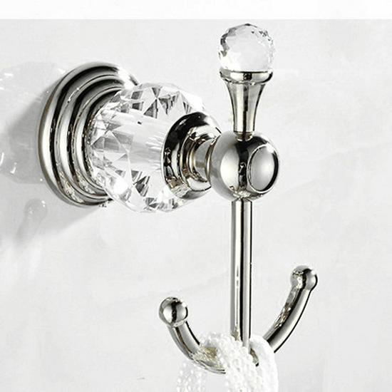 European Style Gold-Plated Crystal Towel Rack - Wall-Mounted, Stainless Steel