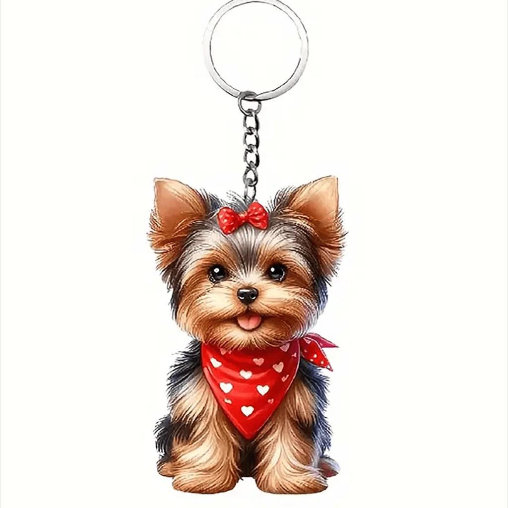 1 Cute Puppy Keychain 2D Acrylic Animal Keychain Bag Backpack Pendant Car Key Pendant Dog Mom Dad Pet Enthusiast Gift