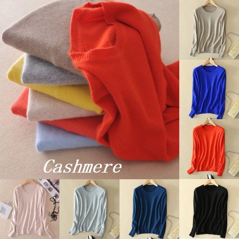 Stylish Women's Cashmere Loose Pullover Crew Neck Knit Sweater For Cozy Winter Wear