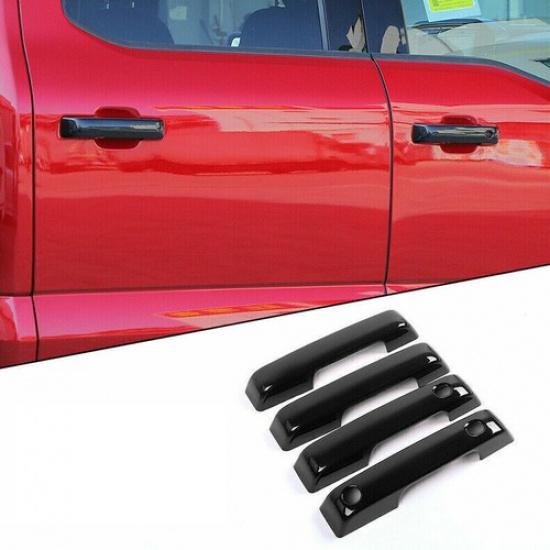 For Ford F-150 F150 2021-2023 Gloss Black Side Door Handle Molding Cover Trims