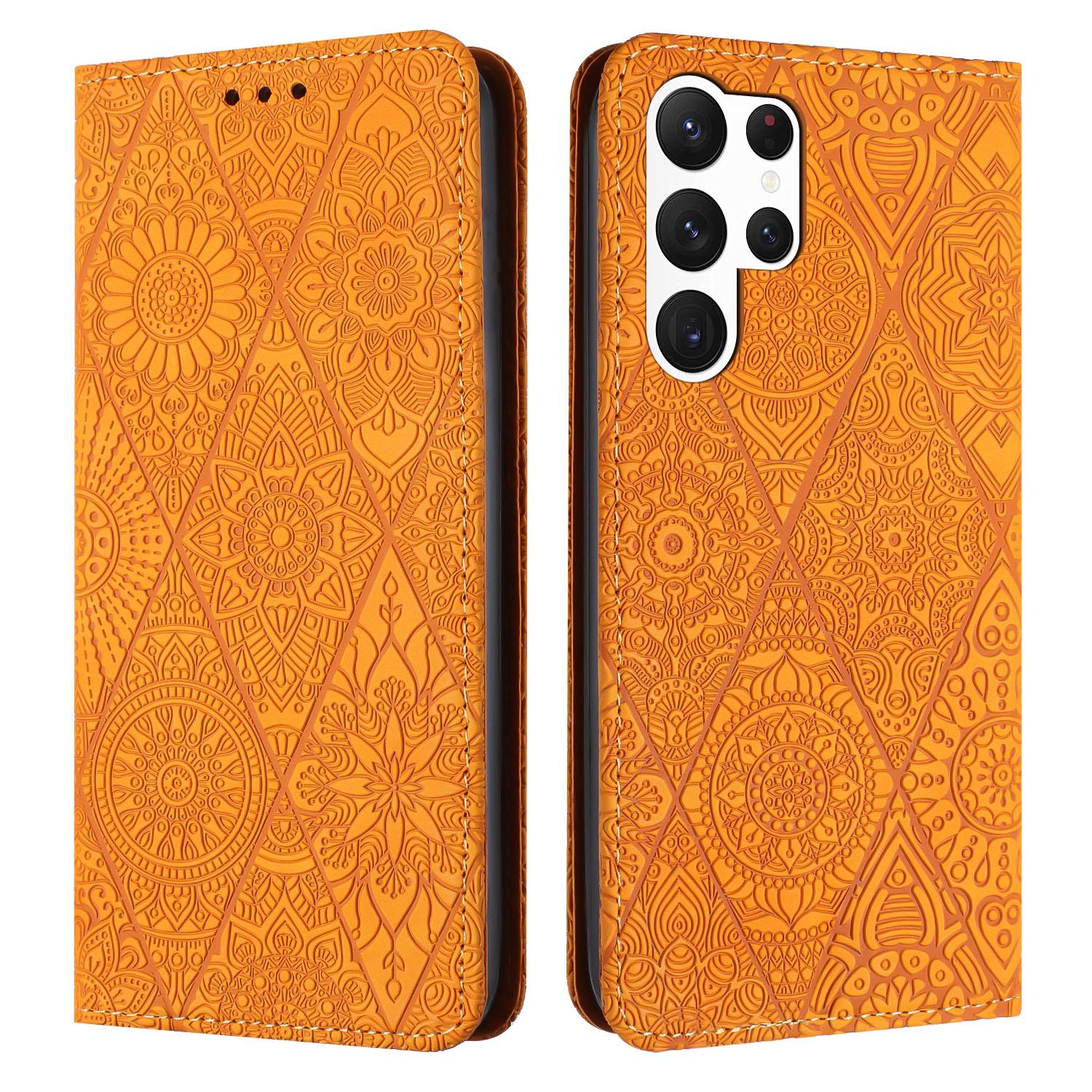 For Samsung Galaxy S26 Ultra Case Imprinted Flower Wallet Stand Leather Phone Cover
