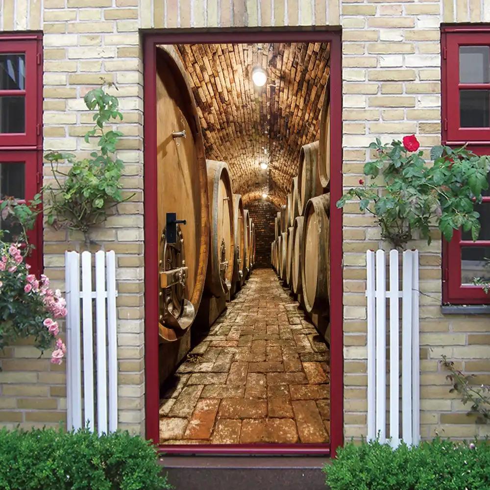 Retro Themed Kitchen Decoration PVC Door Sticker - a Festive Door Decoration That Can Be Easily Removed, Suitable for Kitchen, Guest Room