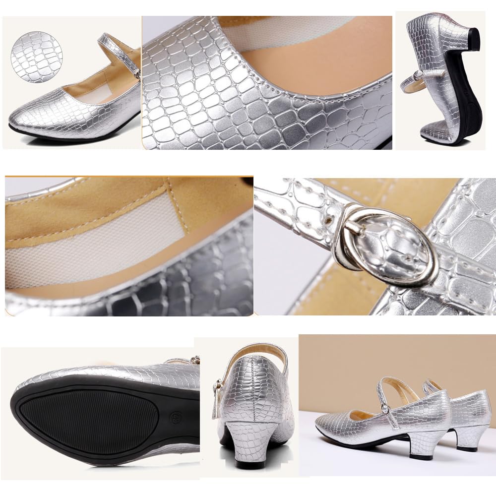 [Gengzee] Latin Dance Shoes for Women - Modern, Ballroom, Sport Dance Shoes, Stage Shoes, Practice Shoes, Jazz Shoes, Dance Sneakers, Mid-Heel Latin D