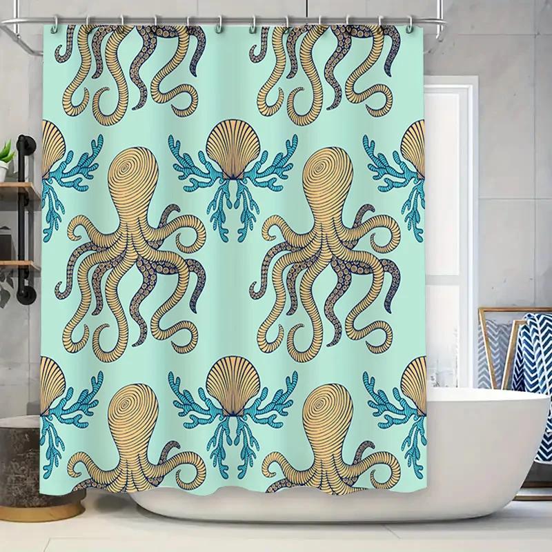 

Octopus Pattern Shower Curtain, Bathroom Decor, Modern Design Waterproof Fabric For Home Use Blue Color W60H190(CM)-1 Pcs