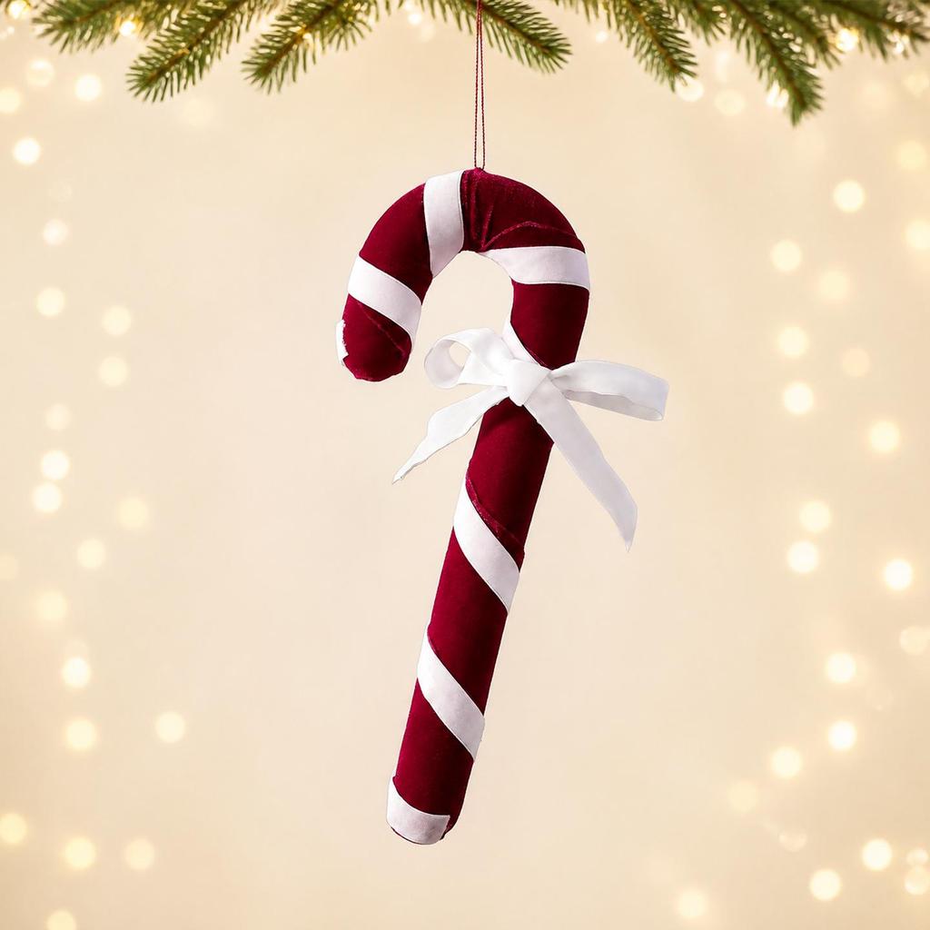 New Christmas Candy Cane Fabric Ornament for Tree & Window Decorations