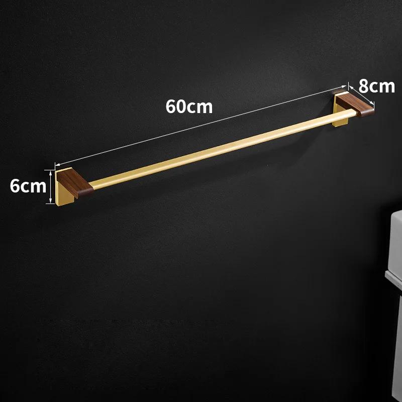 Golden Bathroom Shelves Bathroom Wood Towel Rack Wall Mounted Storage Towel Bar Pole Slippers Rack Tripod Toilet Paper Shelf
