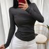 Women's Sheer High Neck Long Sleeve Korean T-shirt - Thin, Skin-friendly, Sexy Base Layer