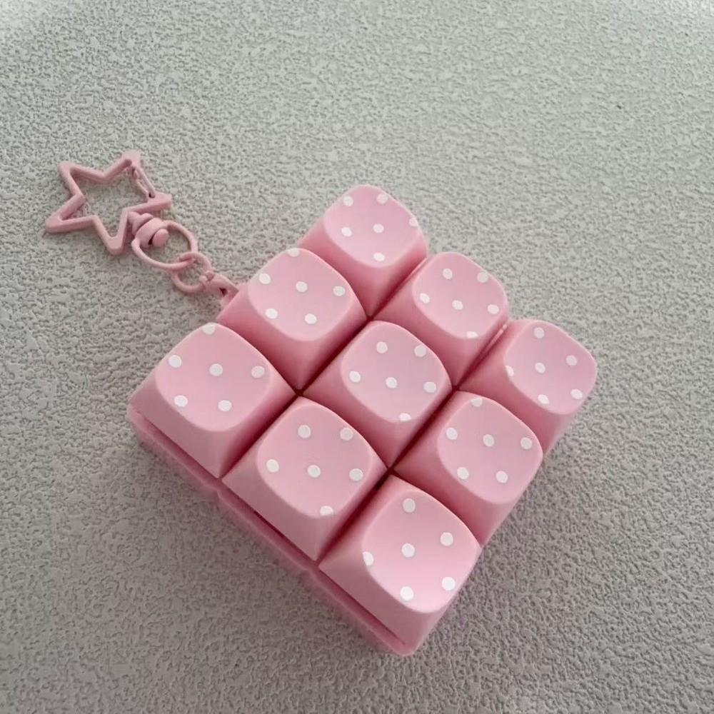 Polka Dot Pattern Fidget Keychain 3/4/6/9 Keys Bag Pendants New Keycap Fidget Toy  for Adult Kid