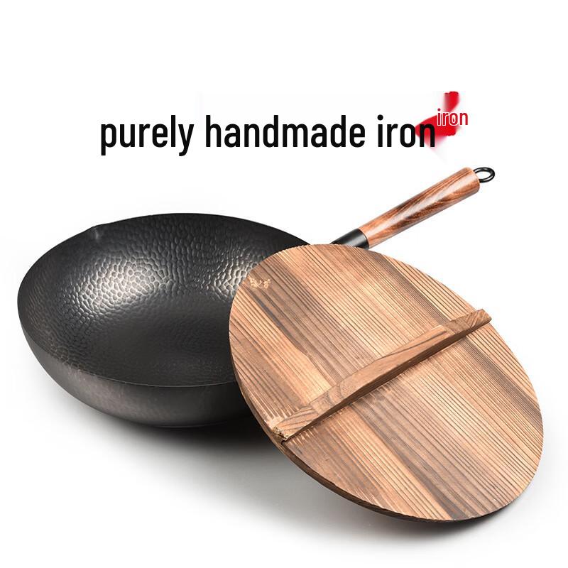 ZISIZ Hand-Forged Wrought Iron Non-stick Wok