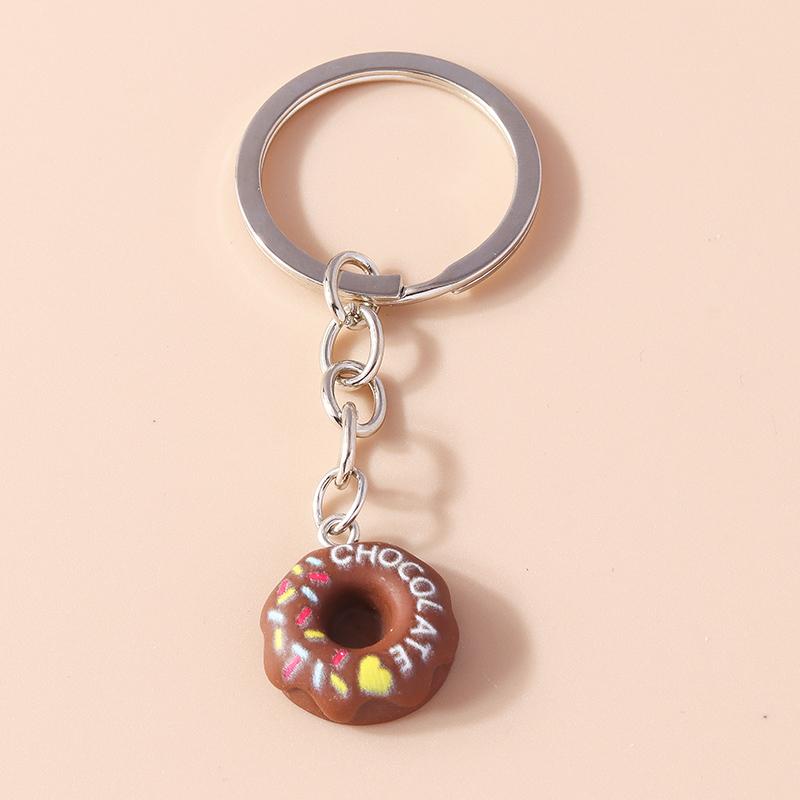 Cute Cartoon 3D Food Keychain Hamburg Cookies Chocolate Donut Key Ring for Car Key Holder Handbag Pendants DIY Kid's Gifts