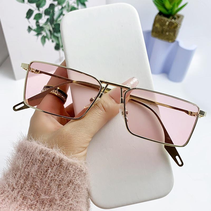 

Compact Rectangle Sunglasses Female Male Stylish Trendy Square Metal Frames Sun Eyeglasses Shades Women Eyewear UV400 Other