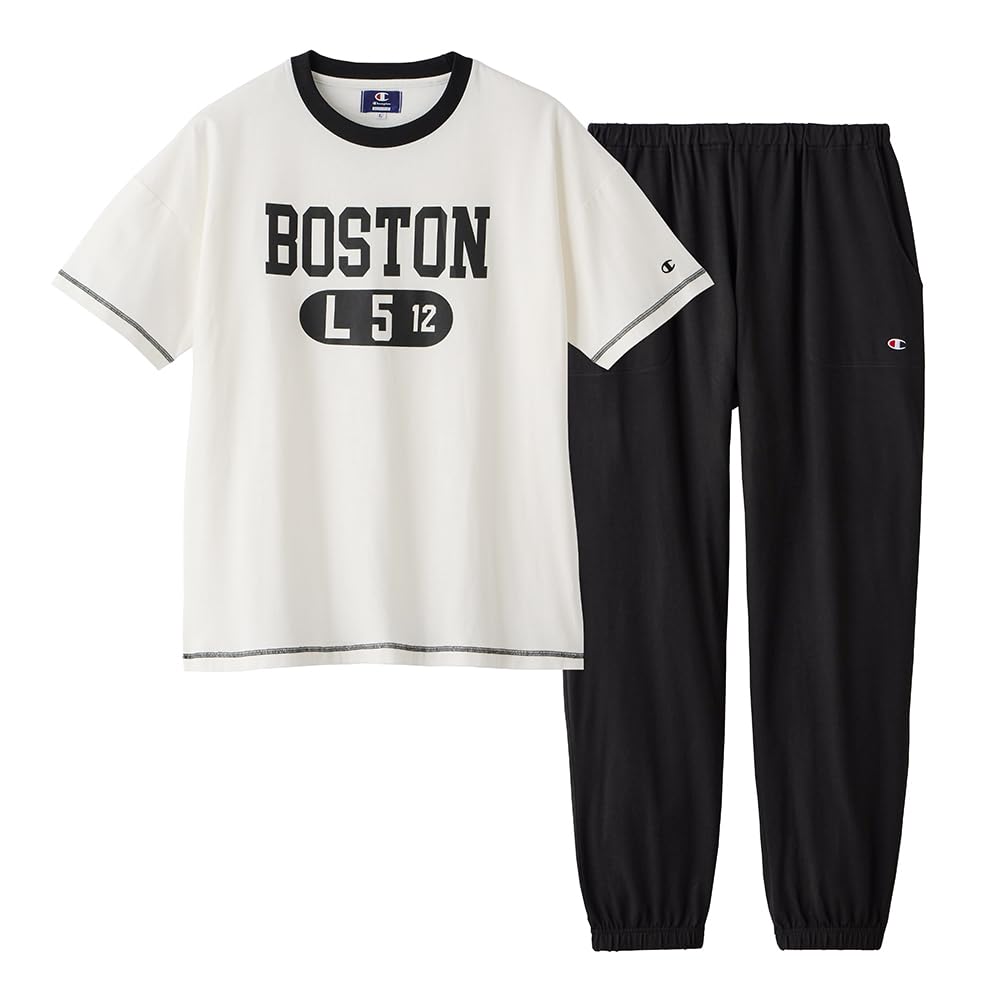 

Gunze Champion Футболка с коротким рукавом, длинные хлопковые белые мужские брюки, 100% джерси, белый