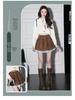 Lace-Trimmed A-Line Flare Skirt for Women - High Waist, Slimming, Sweet Style for Autumn/Winter 2025