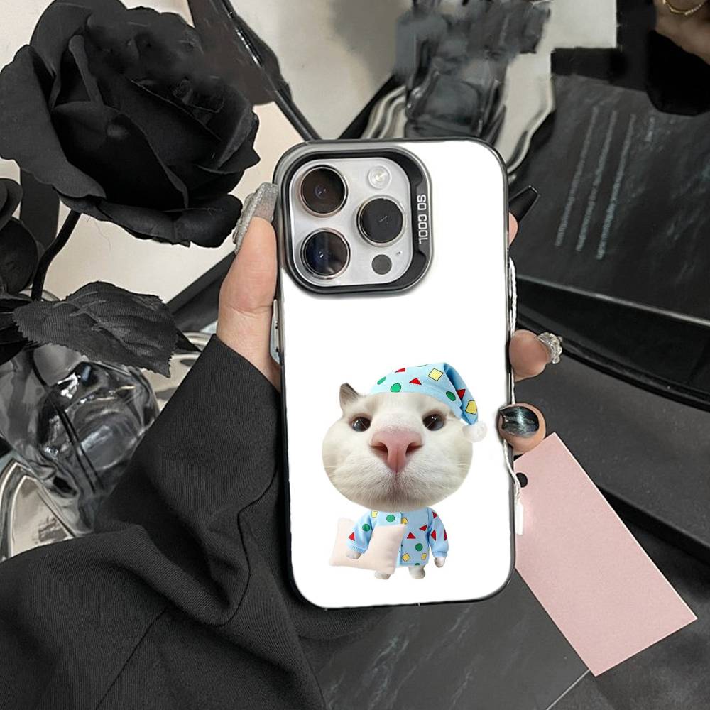 Big-eyed goofy CAT Mouse Phone Case For IPhone 16 17 15 14 12 13 Pro Max Black Color Shockproof Cover
