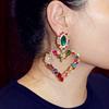 Shiny Crystal Rhinestone Heart Pendant Dangle Earrings for Women Statement Jewelry Accessories