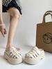 Fashion Female Shoes Womens Slippers Outdoor Cover Toe Platform Fretwork Heels Slides 2025 Summer Silver Rome Scandals Female Shoes Ladi