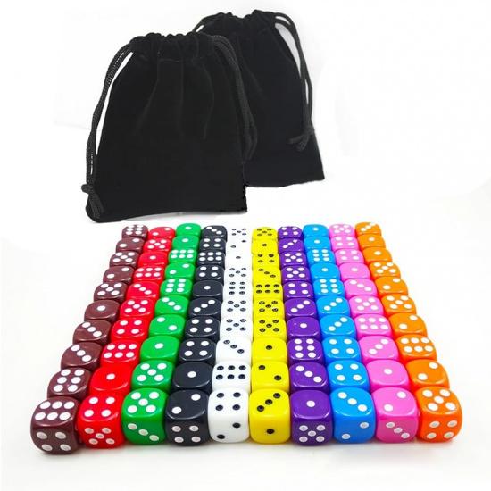 60pcs Assorted Colored Translucent D10 (1-10) Pack, 6X10pcs 10 Sides Dice Transparent Polyhedral Dice D10 Set in Black Velvet Pouch Multi-colored 16mm D6 Dic