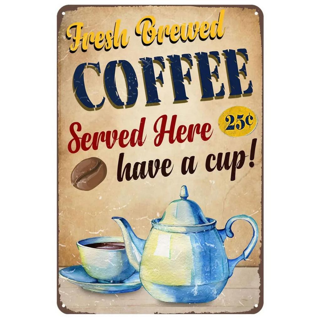 Vintage Coffee Metal Tin Sign Plaque Metal Plate Retro Wall Art Posters For Cafe Bar Pub Kitchen Club Iron Painting Decoration