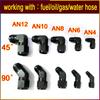 2PCS car repair joint end joint internal thread to external thread pneumatic push lock rotary joint 45 ° 90 ° AN4-12 Connector