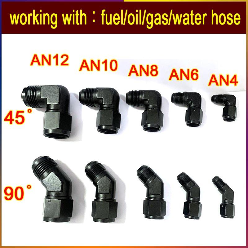 2PCS car repair joint end joint internal thread to external thread pneumatic push lock rotary joint 45 ° 90 ° AN4-12 Connector