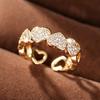 Cute Female Gold Color Heart Wedding Rings Promise Open Adjustable Engagement Jewelry for Women