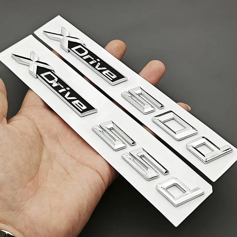 Für BMW X5 X7 XDrive 50d 55d Heck Außen Zubehör Logo XDrive 50d 55d Plakette ABS Chrom Schwarz Heckklappe Emblem Aufkleber
