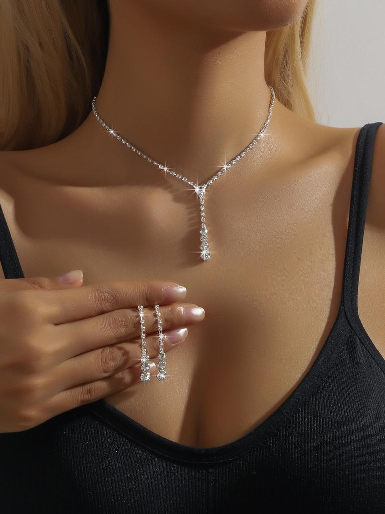 Jewelry Set Premium Three-piece Set Chain Accessories Necklace Stud Earrings Bracelet Fashion Versatile Dress Accessories