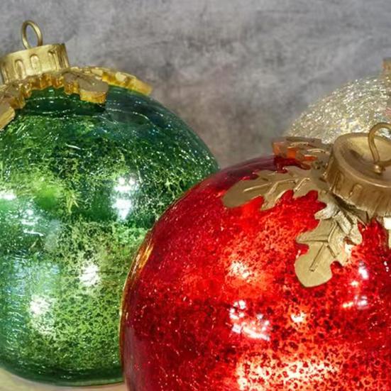 2Pcs Christmas Ball Ornament with LED Light Shatterproof Battery Powered Ball Desktop Decoration Xmas Party Home Mantel Table Centerpiece Decor