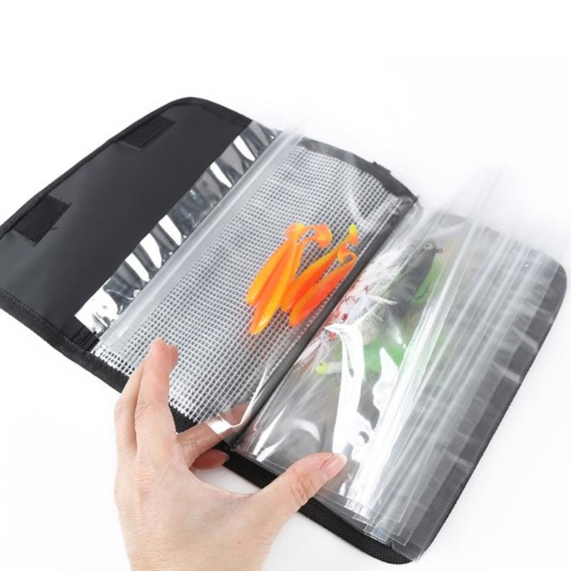 Fishing Lure Storage Wallet Waterproof Bait Bag Fishing Tackle Bag With Carabiner Soft Bait Case Fishing Rig Bag Tackleaccessory