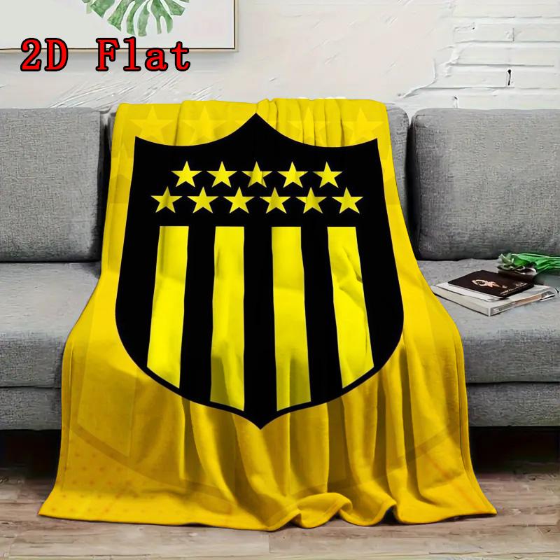 Peñarol football 2D Flat Pattern Flannel Blanket High quality All Seasons Warmth and Comfort Perfect for Christmas Gifts.MMT0918448