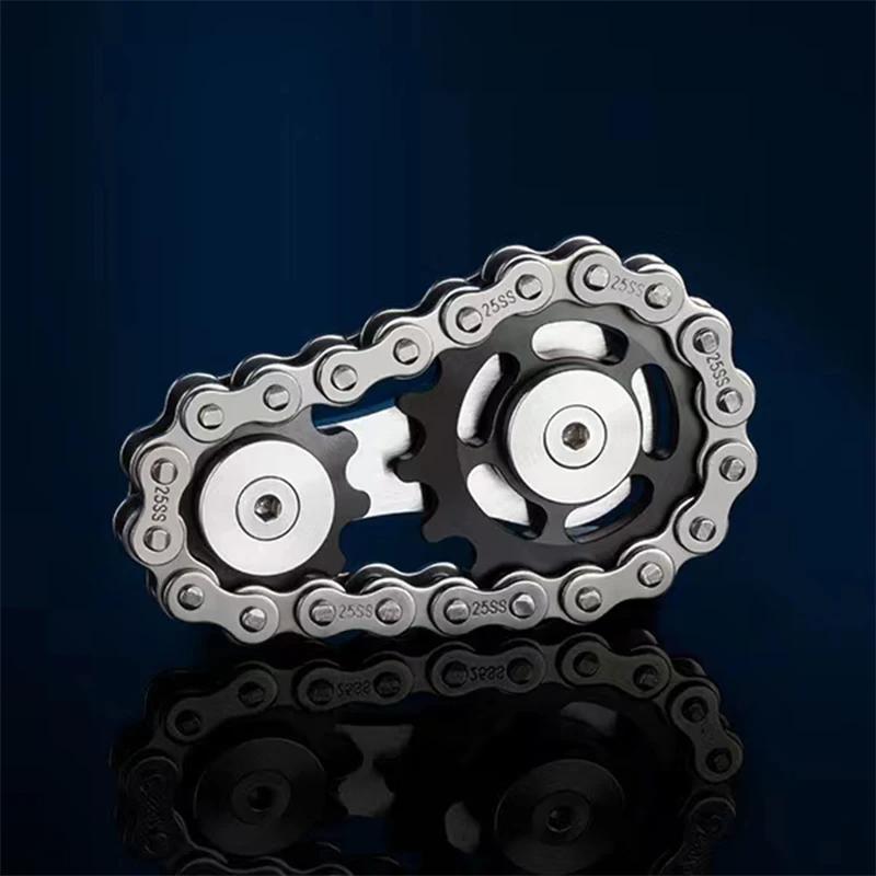 

Chains Gear Fidget Spinner Gyroscope Fingertip Sprocket Hand Spinner Chain Gear Metal Spinning Top Wheel Gear Chain Gyroscope чорний