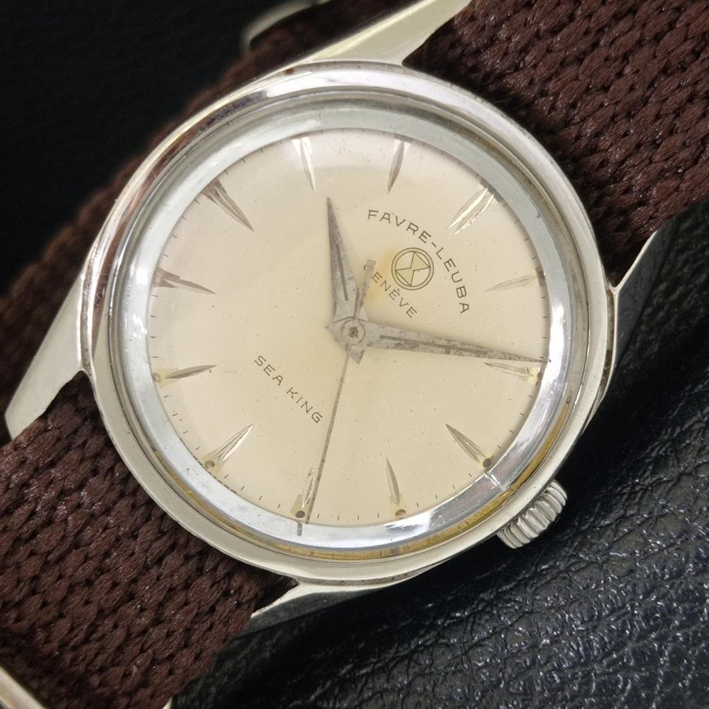 

HAND-WINDING VINTAGE FAVRE LEUBA SEA KING 111 SWISS MENS WATCH a703743-1 R213e-a703743