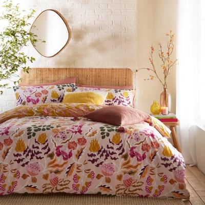 Conjunto de capa de edredon floral reversível Protea