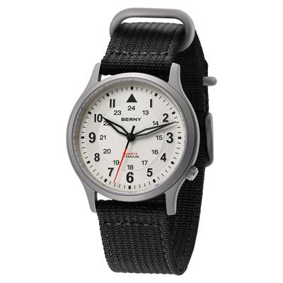 BERNY Titanium Watch for Titanium Watch with Japanese Sweep Second Quartz Movement Analog Quartz Watch for Men and 5ATM Water Canvas Strap Men, VH31,