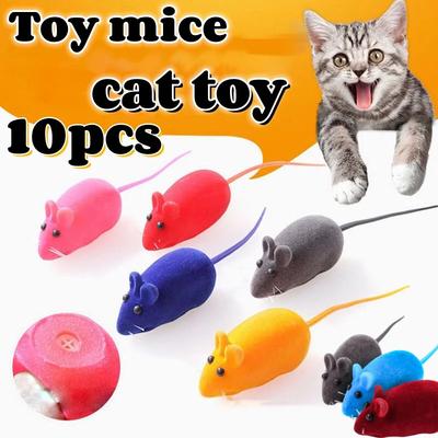 1/2/3/4/5/10 Stück Flauschige Plüschkatze Weich Solide Interaktive Mäuse Maus Spielzeug Lustige Kätzchen Haustier Spielen Kratzen Trainingsspiel Zubehör