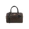 Nova Bolsa Boston Rowan em Lona Revestida com Couro Liso, Bolsa de Mão, Bolsa de Ombro, Bolsa Transversal Tubas Feminina Marrom Escuro 83607-IMAA8