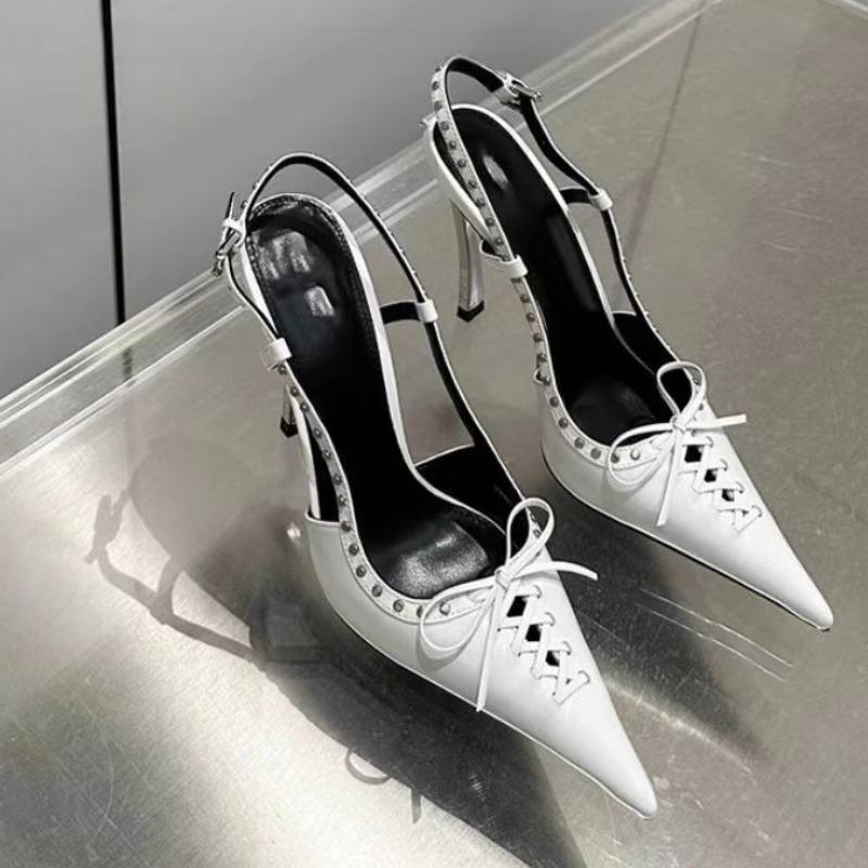 Sexy Women High Heels Sandals Bow Pointed Toe Heeled Shoes Dress Party Woman Slippers Designer 2025 New Summer Pumps Sandalias