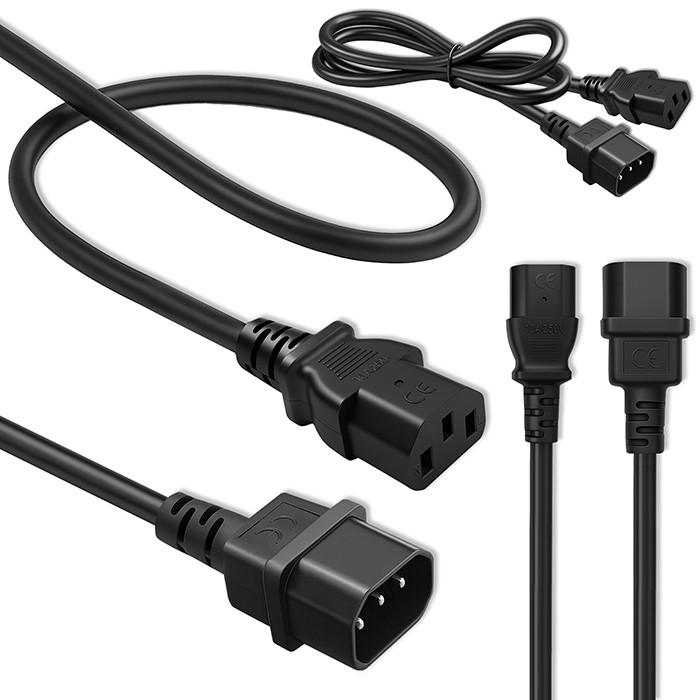 Qoltec Kabel przedłużający zasilający IEC C13/C14 | 3x1.0mm² | 1.8m
