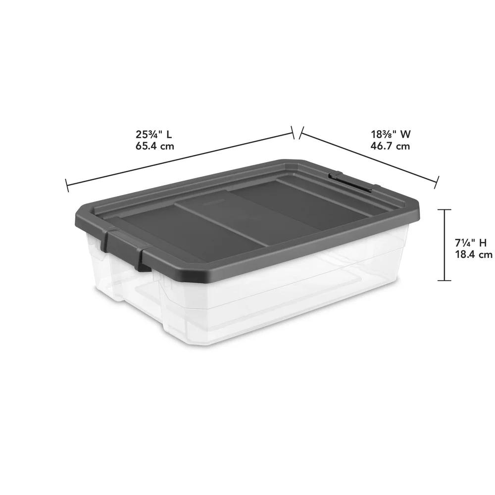 Durable Clear Plastic Stacker Box with Lid 40qt Heavy Duty Storage Bin Stackable Garage Basement Attic Organization