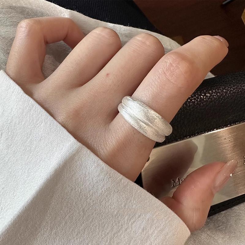 Double Minimalist Chic Layer Matte Copper Ring Stylish Adjustable Fashion Ring