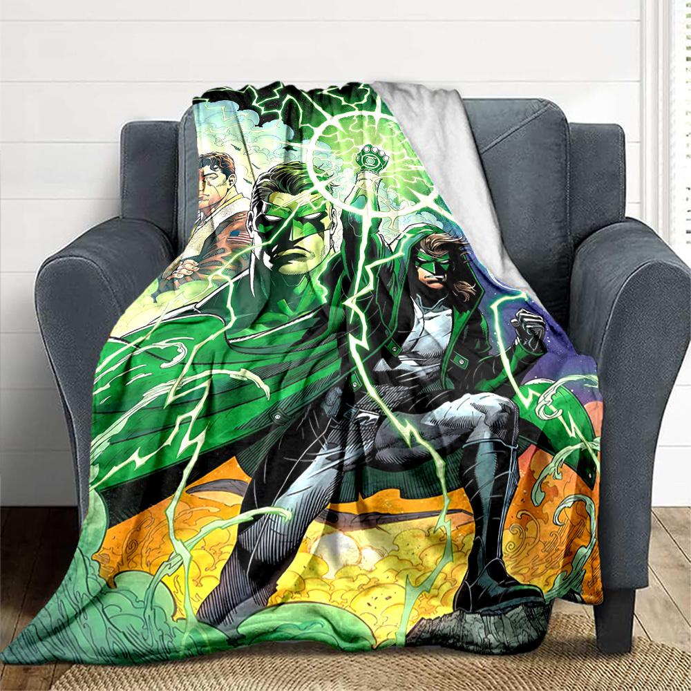 1pc Green Lantern Corps Blanket Polyester Fiber, All Season Comfort for Sofa, Bed, Office, Car, Camping Ideal Home Decor & Gift, Office Comfort