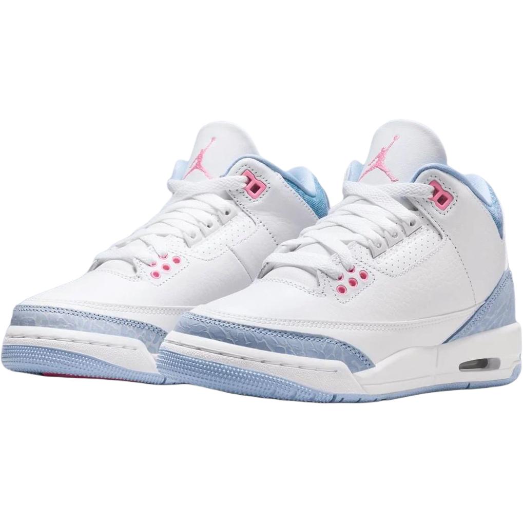 Jordan Air Jordan 3 Mid-Top Kinder-Basketballschuhe Weiß Blau Jugendliche HQ0784-101