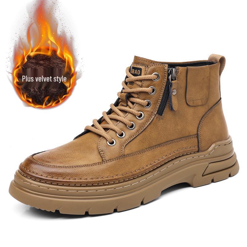 2024 Men's High-Top Martin Boots - Thickened Autumn/Winter Plus Velvet Cotton Sneakers