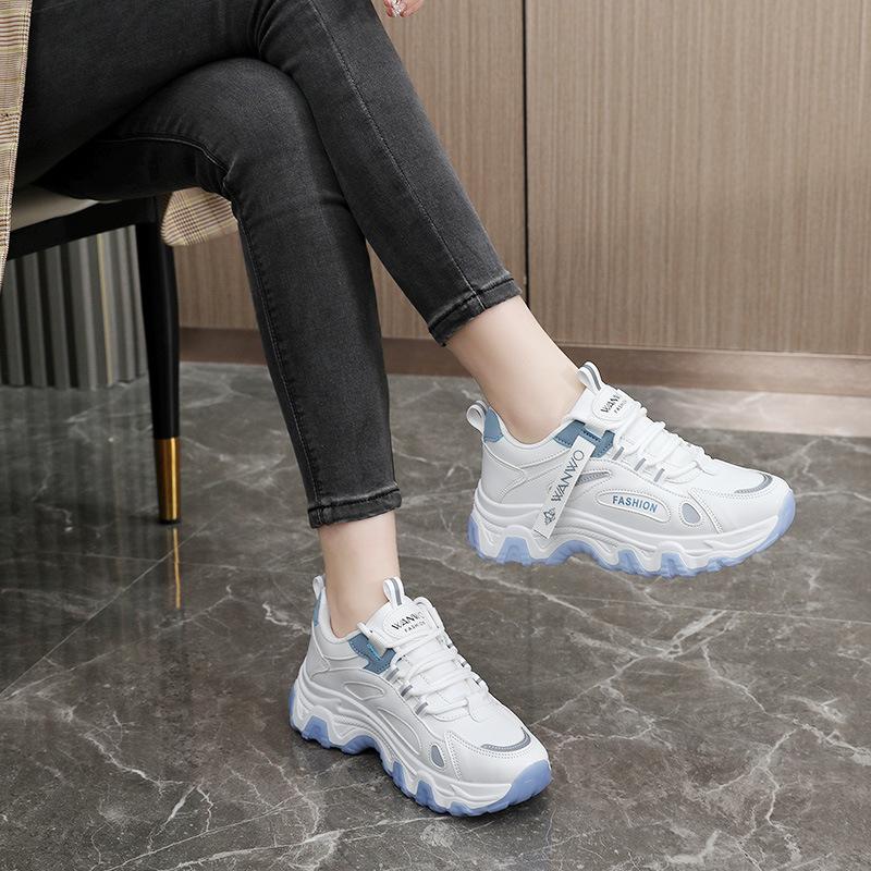 Q new dad shoes increase in height in spring and summer, breathable thick-soled mesh students
