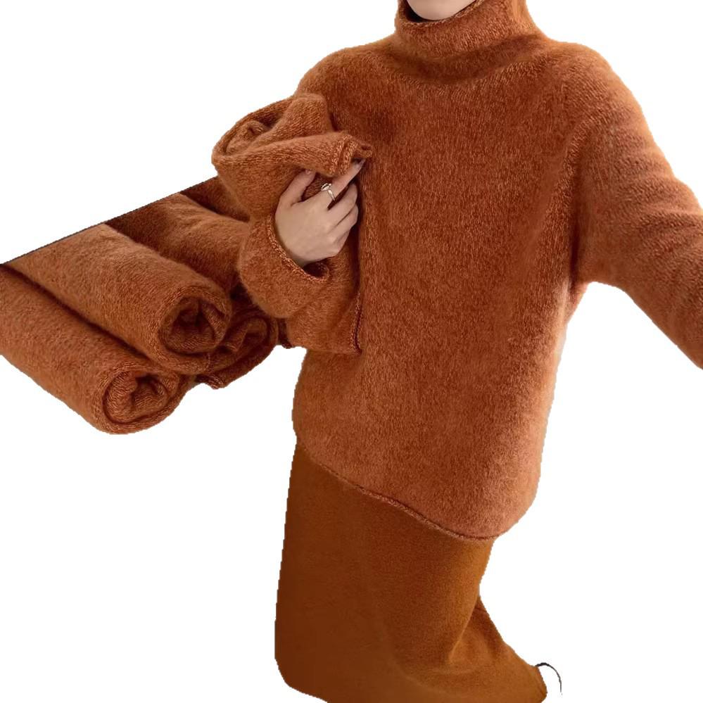 Women's 2025 Wool Turtleneck Sweater - Thick, Plush Fleece, High Neck Base Layer for Autumn & Winter